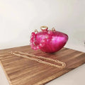 Rose Red Metal Clasp Shoulder Messenger Acrylic Box Clutch