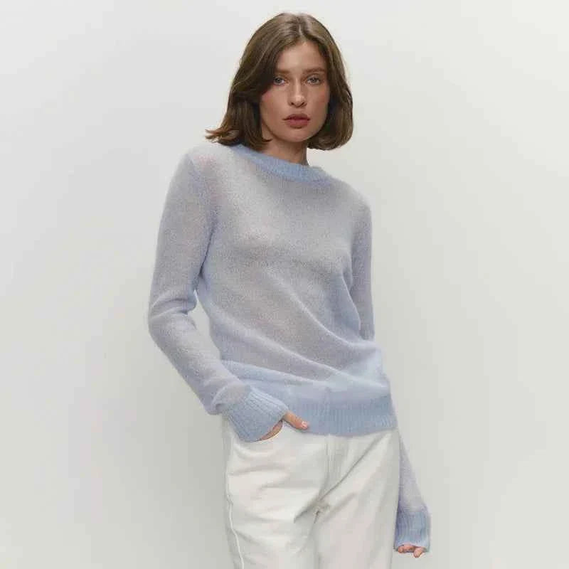 Round Neck Pullover Sweater For Women