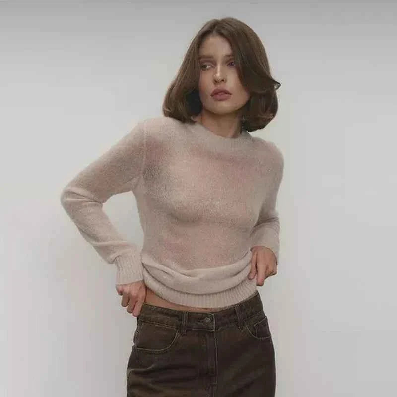 Round Neck Pullover Sweater For Women