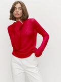 Round Neck Pullover Sweater For Women - Red / L