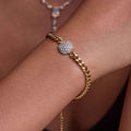 Round Rhinestone Bracelet Stackable Chain Bracelet Waterproof