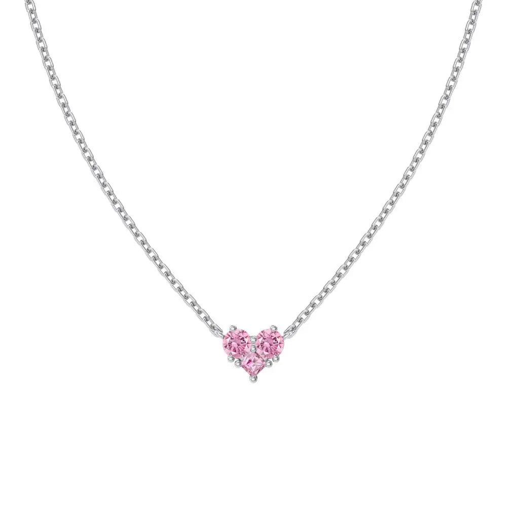 S925 Sterling Silver Necklace Women’s Advanced Oval Water Foam 8A Heart-shaped Zircon Flower Horse Eye Clavicle Chain