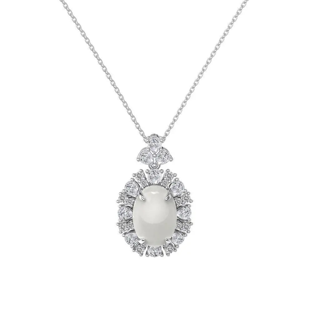 S925 Sterling Silver Necklace Women’s Advanced Oval Water Foam 8A Heart-shaped Zircon Flower Horse Eye Clavicle Chain