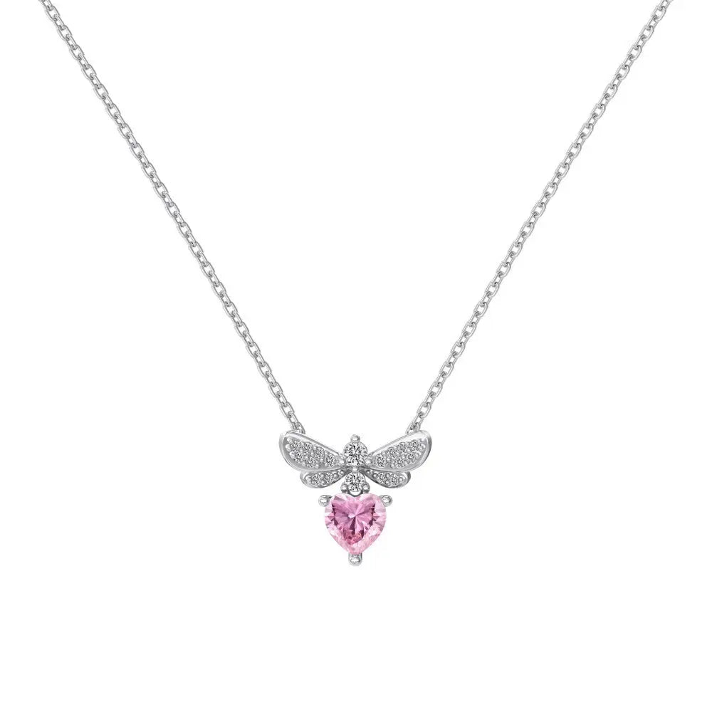 S925 Sterling Silver Necklace Women’s Advanced Oval Water Foam 8A Heart-shaped Zircon Flower Horse Eye Clavicle Chain