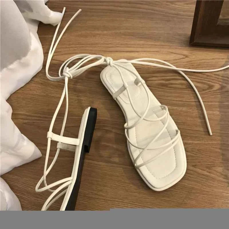 Sandals Women Flat Casual Cross-Tie Open Toe Sandals