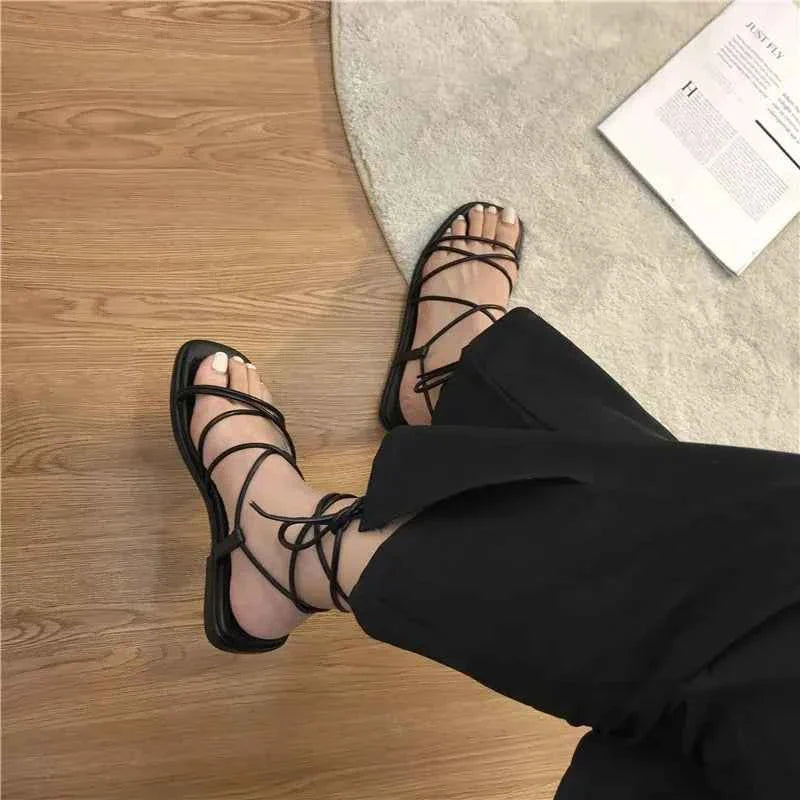 Sandals Women Flat Casual Cross-Tie Open Toe Sandals