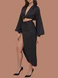 Satin 2 Piece Set Women Summer Beach Vacation Outfit