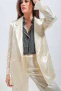 Satin Blazer in Cream - Women’s Fashion - Clothing - Jackets & Coats