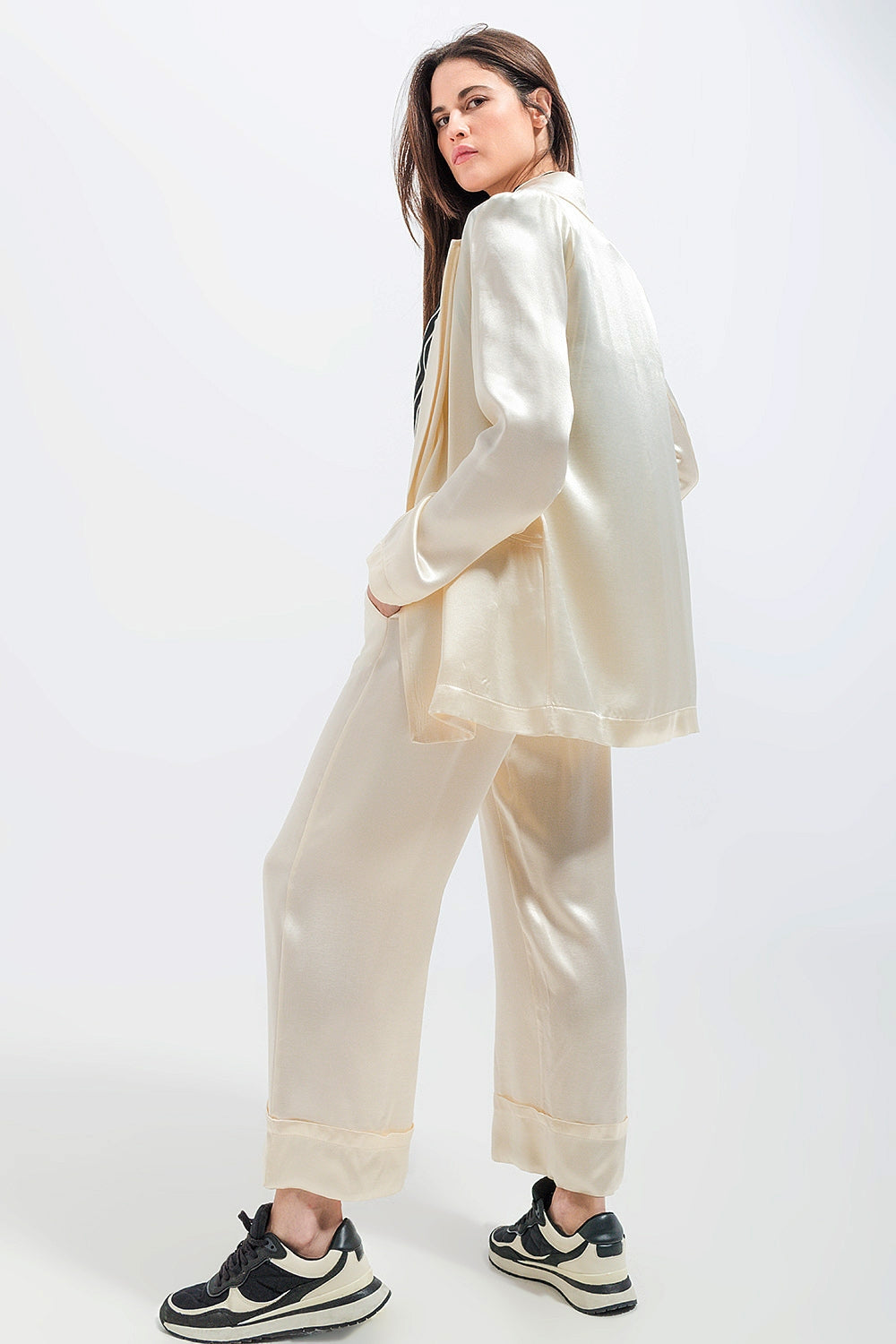 Satin Blazer in Cream - Norellé