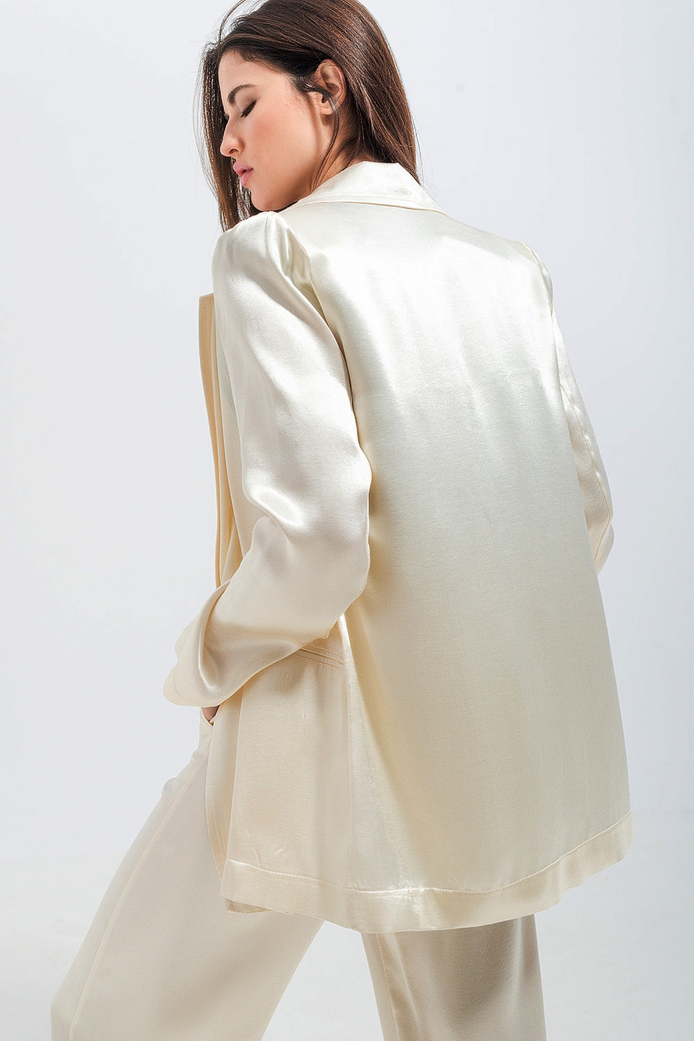 Satin Blazer in Cream - Norellé