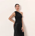 Satin Elegant Slim-fit One-shoulder Dress Sheath - Other