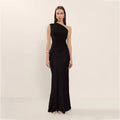 Satin Elegant Slim-fit One-shoulder Dress Sheath - Other