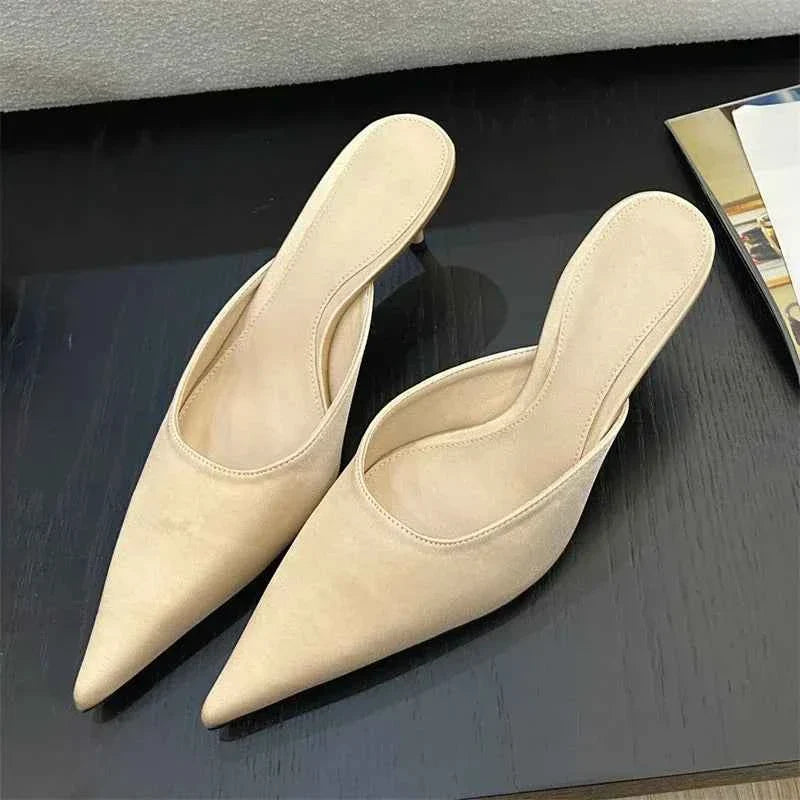 Satin Pointed Toe Mules Women