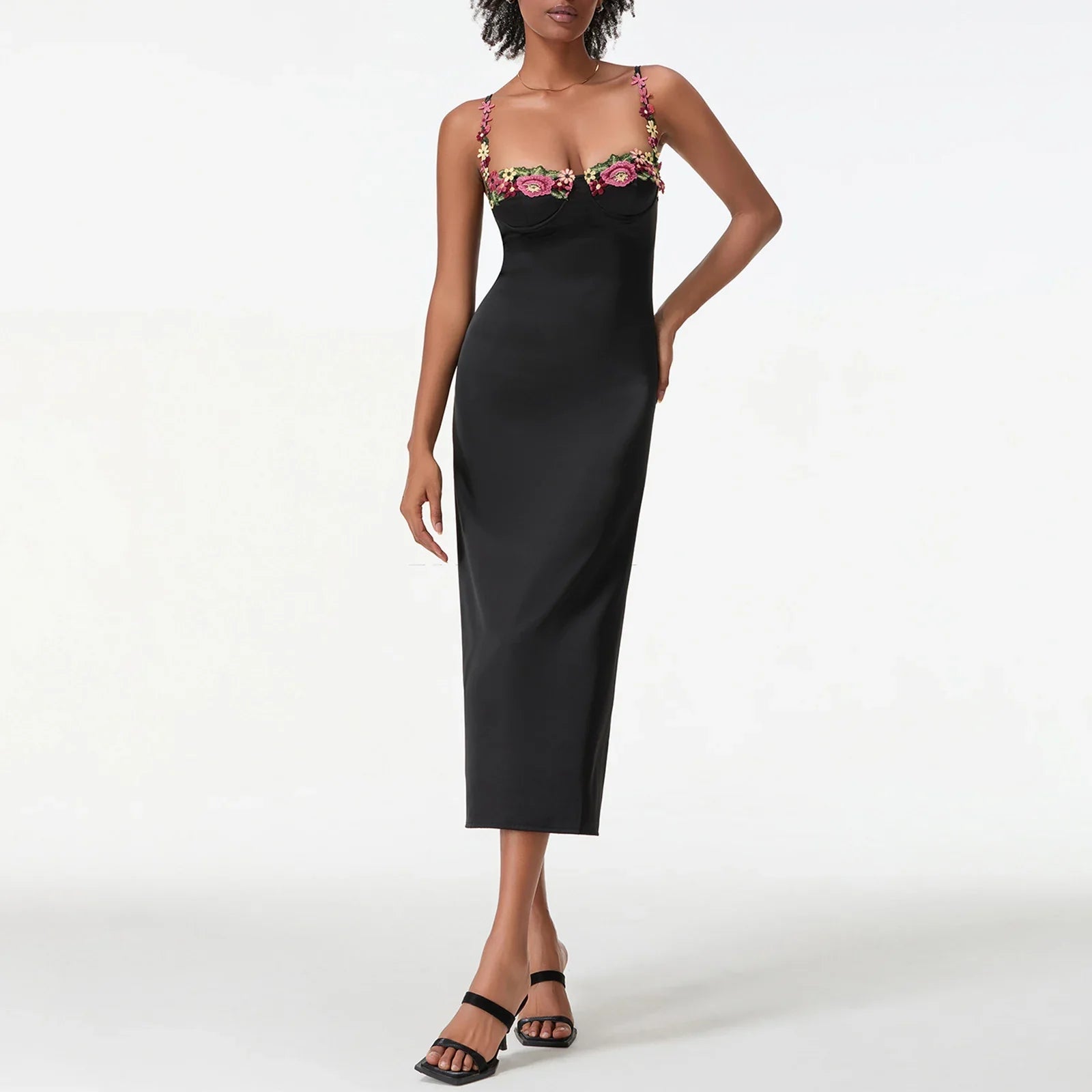 Satin Sling Bodycon Long Dress Women