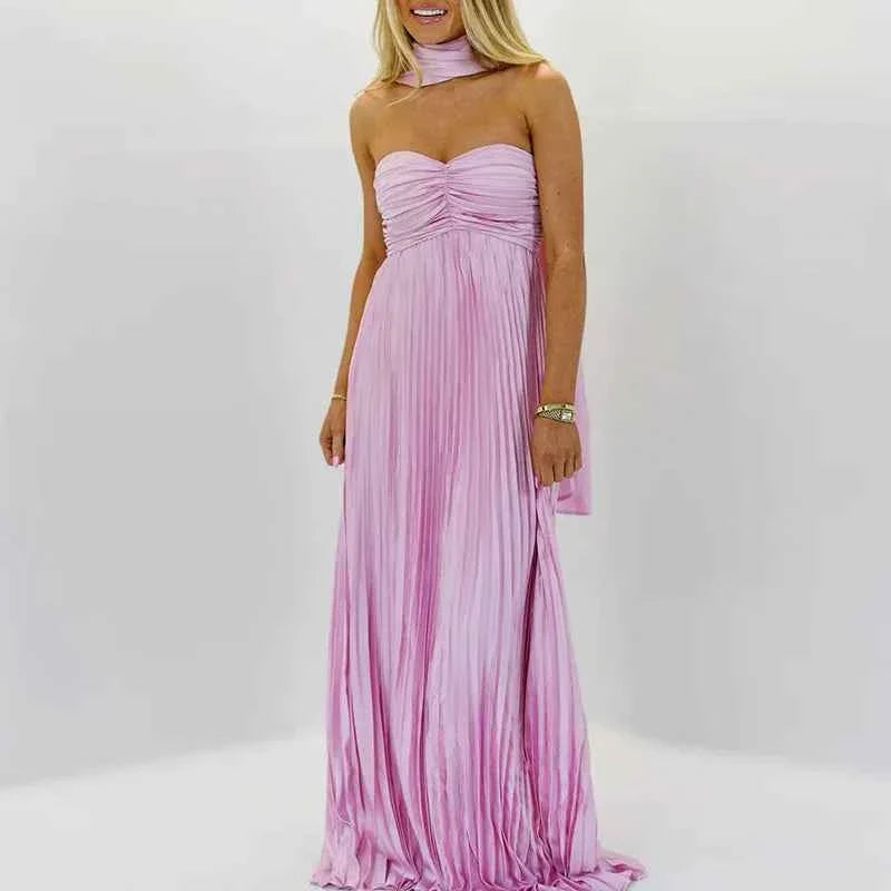 Scarf Off Shoulder High Waist Evening Dress