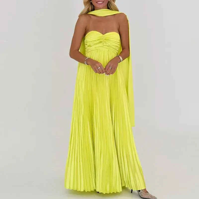 Scarf Off Shoulder High Waist Evening Dress