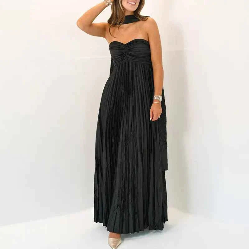 Scarf Off Shoulder High Waist Evening Dress