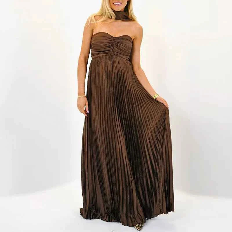 Scarf Off Shoulder High Waist Evening Dress