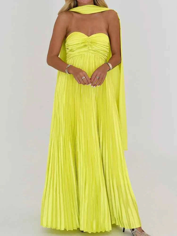 Scarf Off Shoulder High Waist Evening Dress
