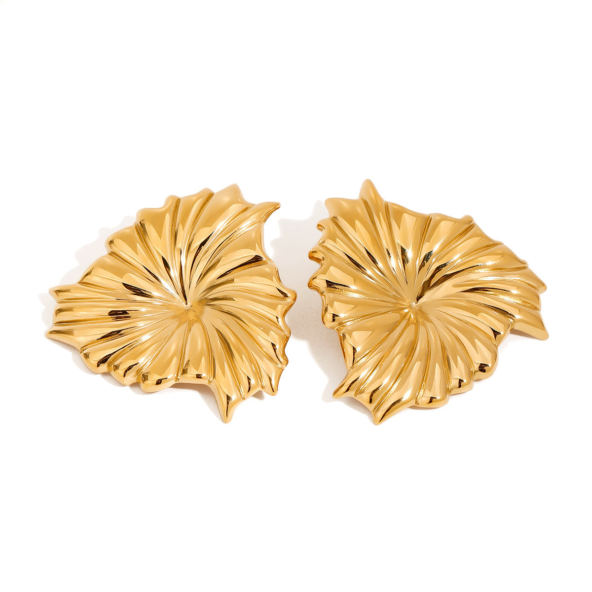 Sculpted Petal Gold Earrings - JDE0312007 - electronic accessories