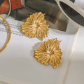 Sculpted Petal Gold Earrings - JDE0312007 - electronic accessories