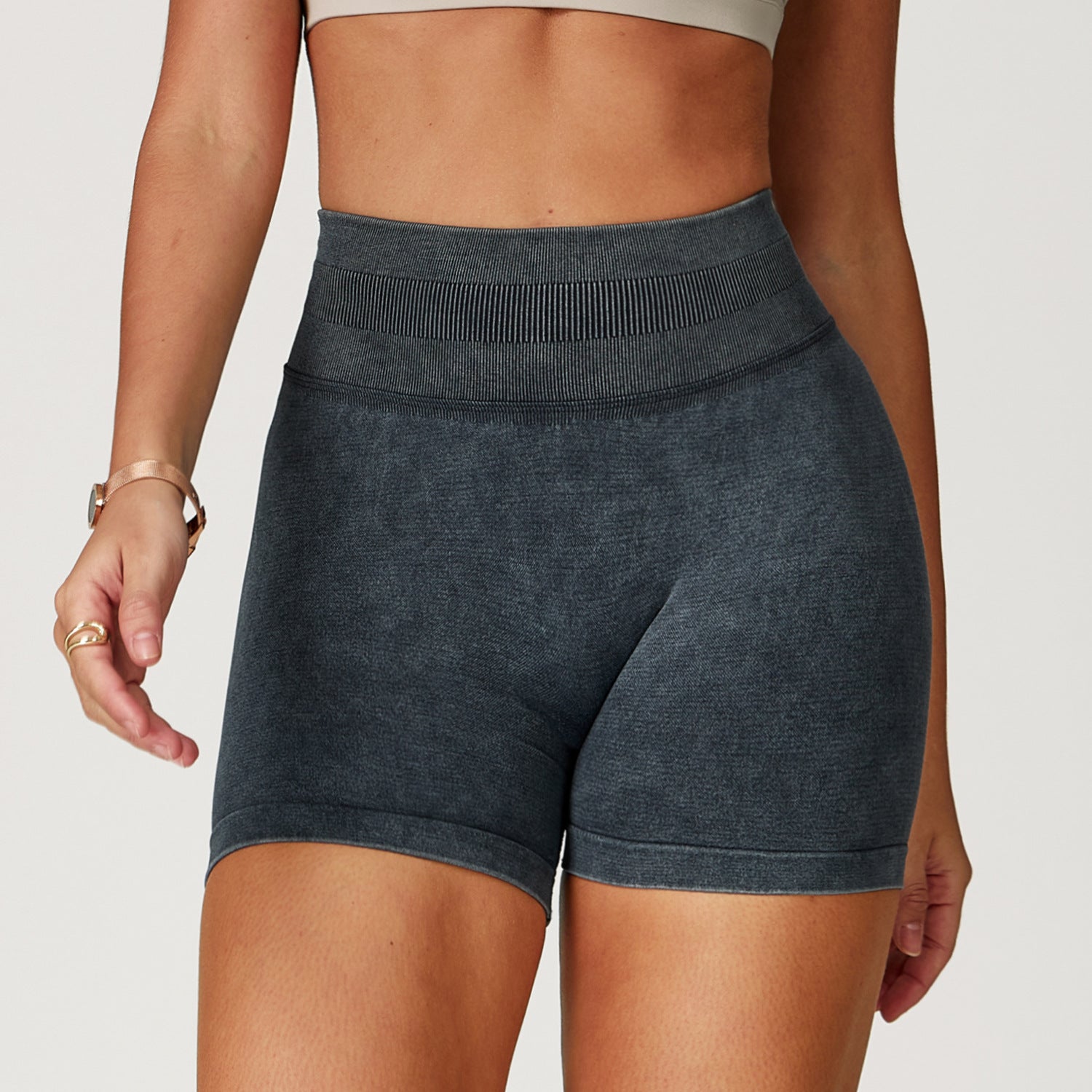 Seamless Stone Washed Yoga Shorts High Waist Hip Lift - Other