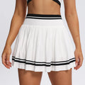 Seamless Tennis Dress Set Women T-shirts Skirt Outfit - WHITE / L