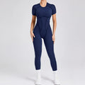 Seamless Yoga Jumpsuits Hip-lifting One-Piece Tight Hollow-out Beauty Back Workout Clothes for Women - Navy 2 / L