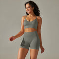 Seamless Yoga Set Camisole Bra Shorts - Dark Grey / L