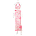 Seaside Beach Snake Pattern Print Holiday Suit - Pink / L - Other