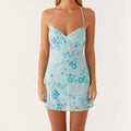 Sequin Beaded Cami Mini Dress - Blue / S