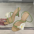 Sexy PVC Transparent Flower Narrow Band Women Sandals