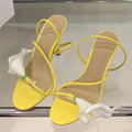 Sexy PVC Transparent Flower Narrow Band Women Sandals - Yellow / 38