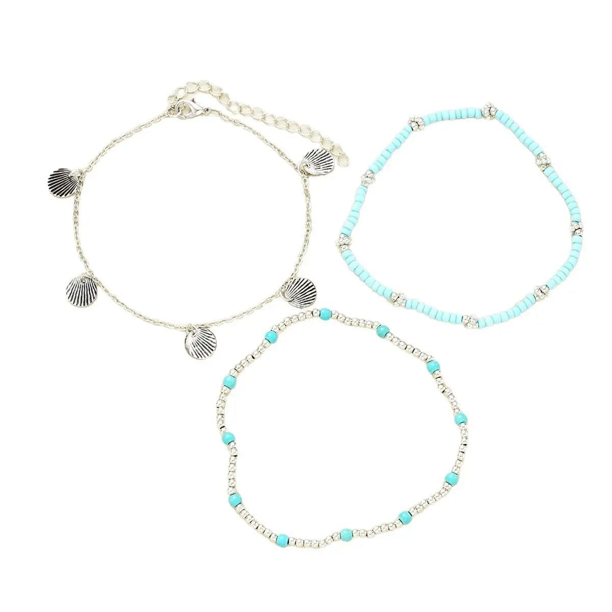 Shell Bead Anklet Set Three-piece Set - Norellé