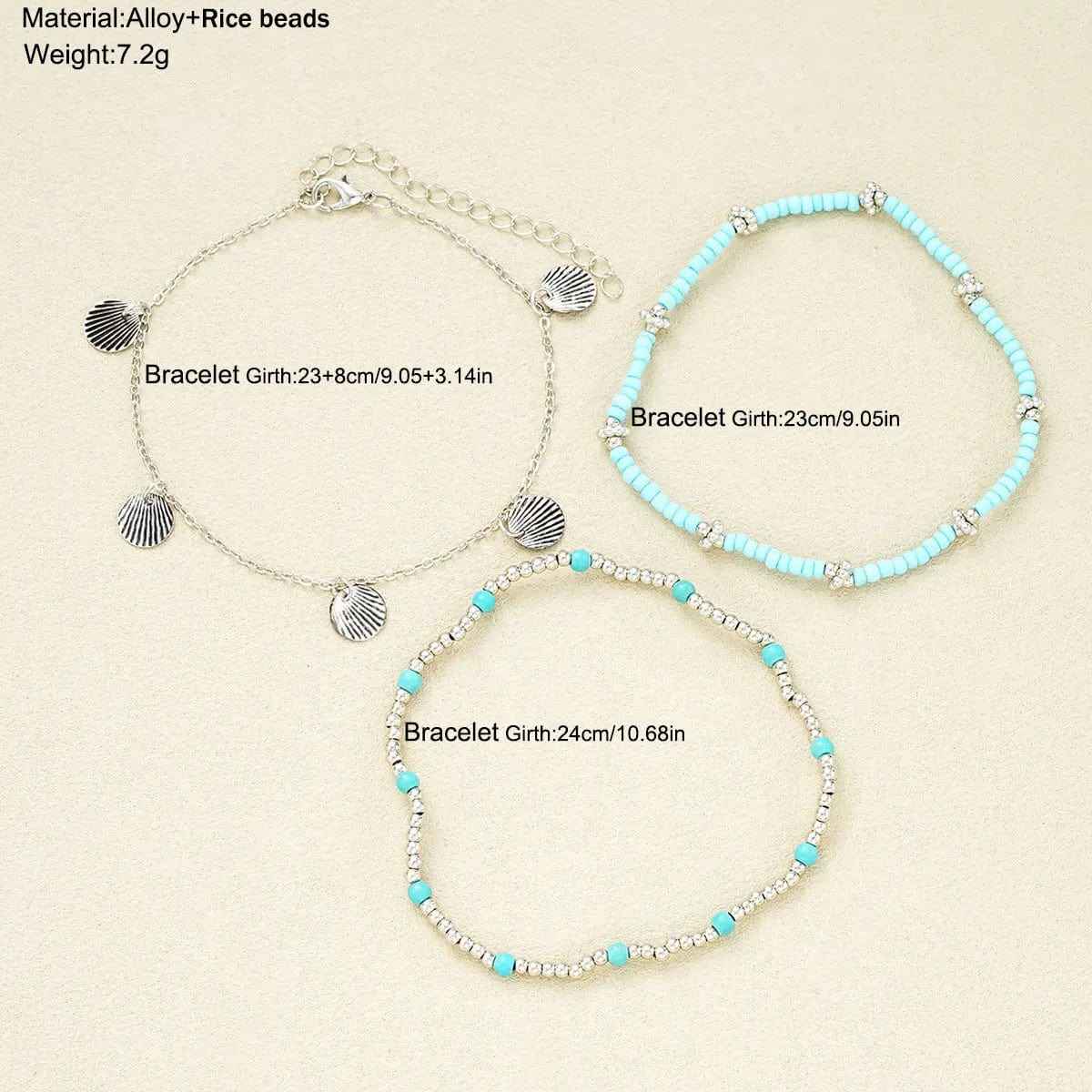 Shell Bead Anklet Set Three-piece Set - Norellé