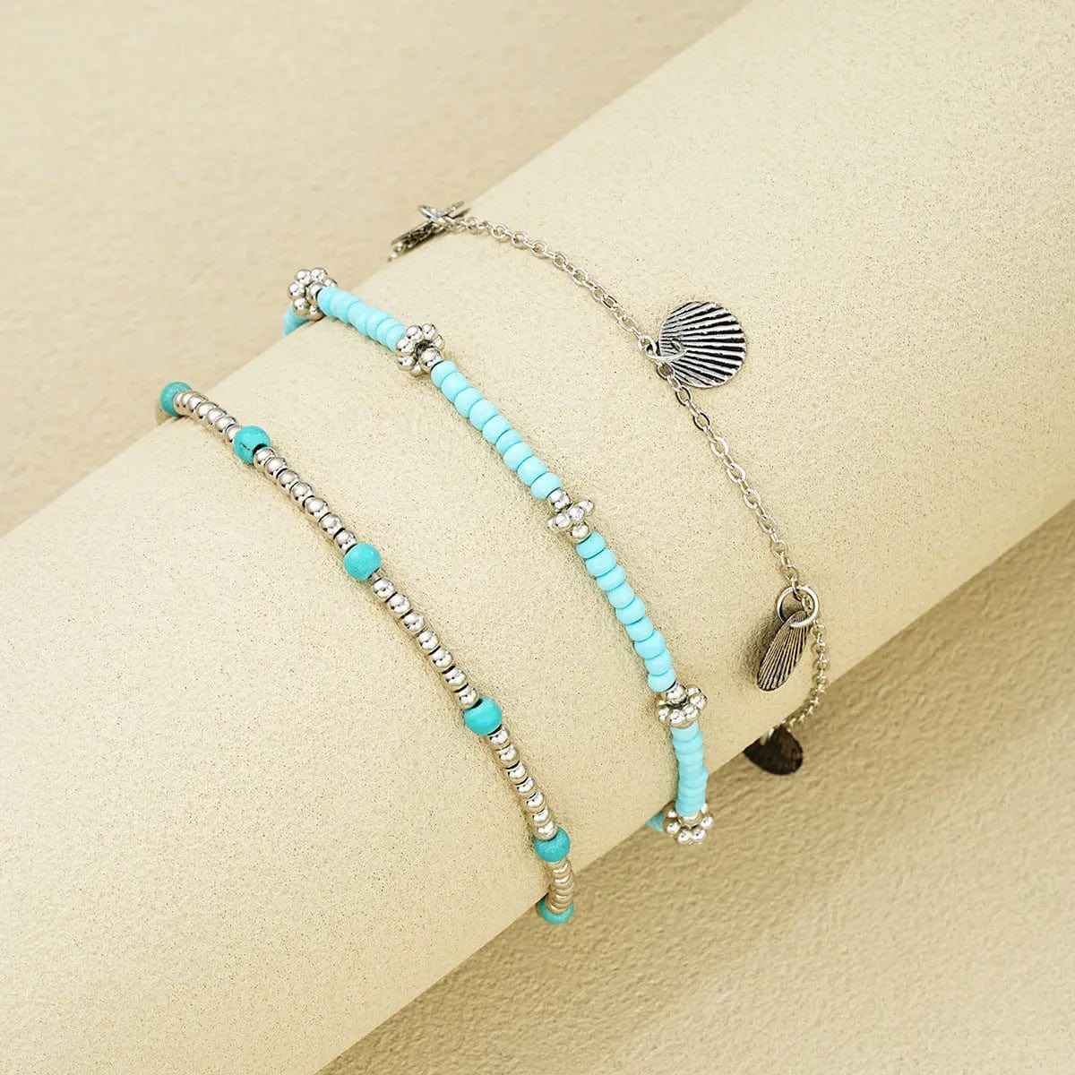 Shell Bead Anklet Set Three-piece Set - Norellé