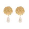Shell Imitation Pearl Dangle Earrings - Gold