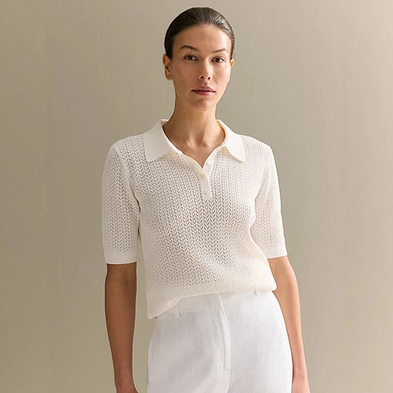 Short Sleeve Knitted T shirt Woman