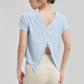 Short Sleeve Yoga T-Shirt - Blue / L / CHINA