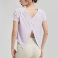 Short Sleeve Yoga T-Shirt - Purple / L / CHINA