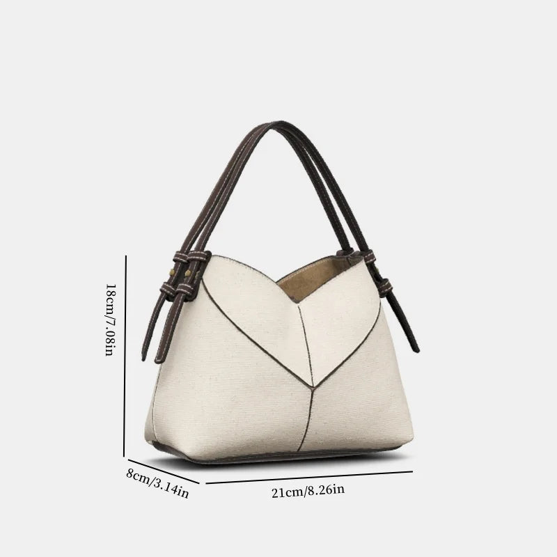 Shoulder Handbag Removable Crossbody Strap - Beige