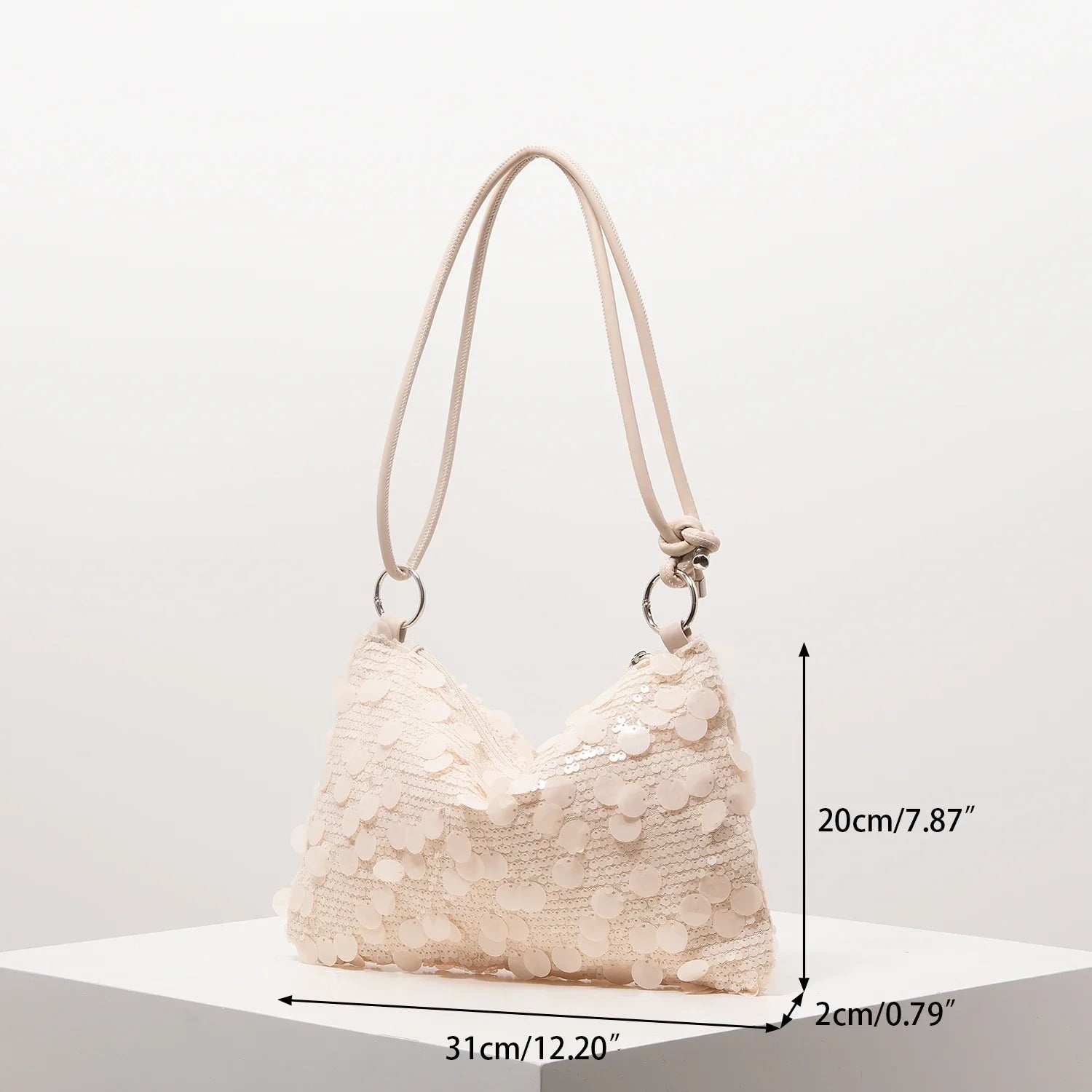 Shoulder Sequin Bag - Beige