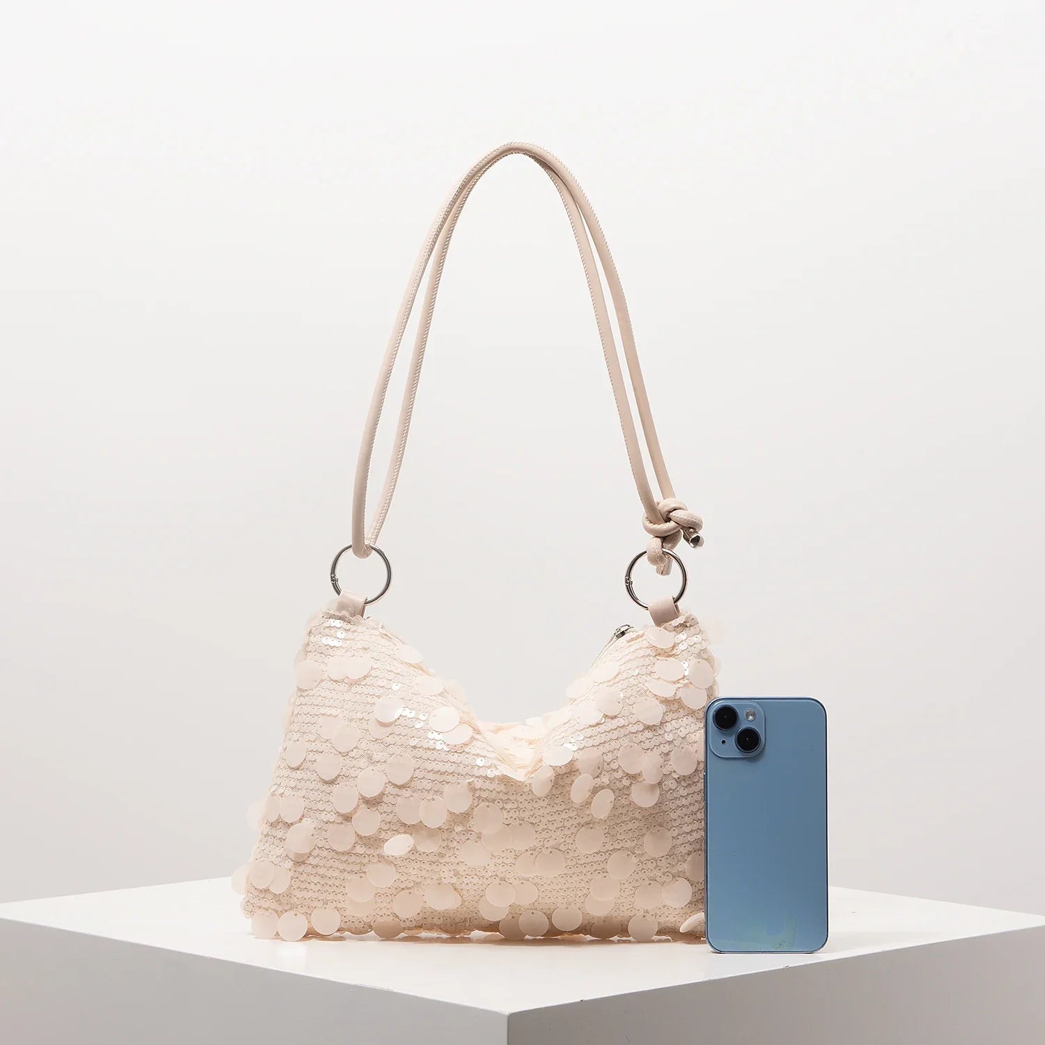Shoulder Sequin Bag - Beige