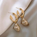 Silver Needle Irregular Baroque Artificial Pearl Earrings Ear Studs - Champagne - electronic accessories