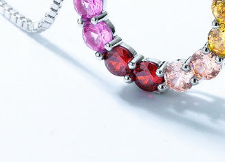 Silver Rainbow Circle Colored Gems Bracelet Color - Thick Platinum / 925 - electronic accessories