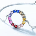 Silver Rainbow Circle Colored Gems Bracelet Color - Thick Platinum / 925 - electronic accessories