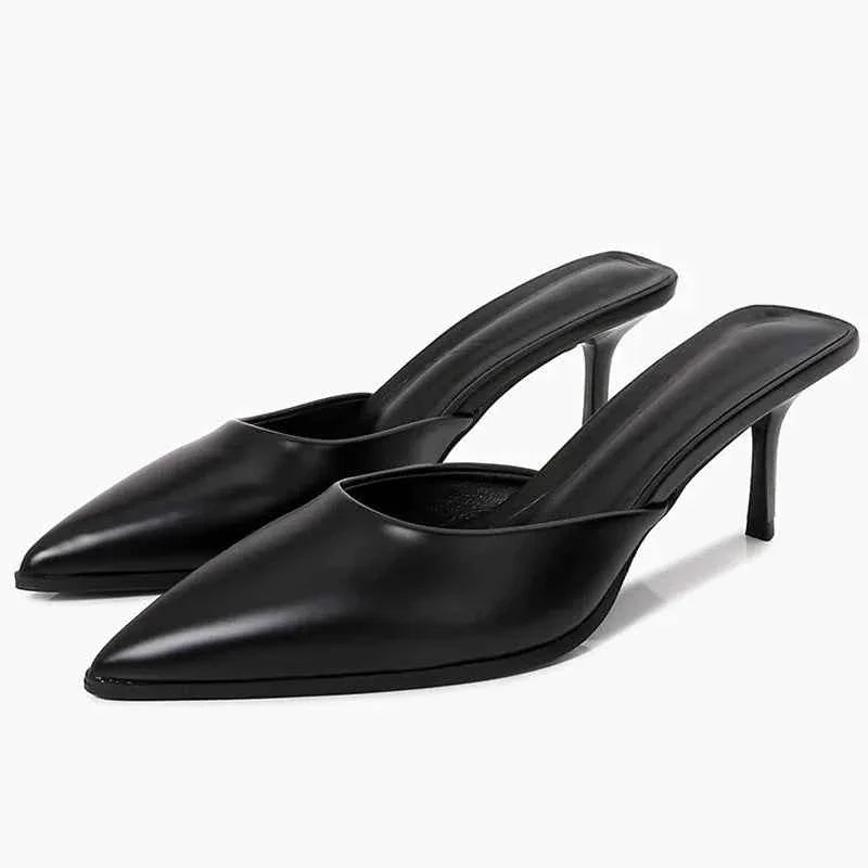 Silver Women's Slippers Pointed Toe Slide Sandals