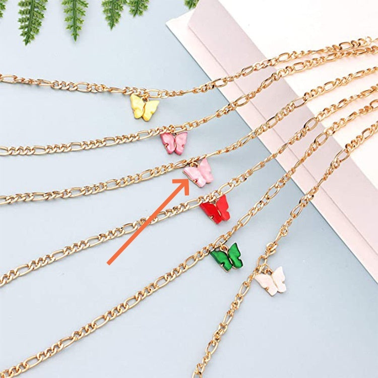 Simple Color Acrylic Butterfly Anklet - Pink - electronic accessories