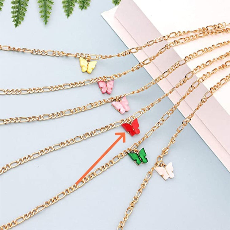 Simple Color Acrylic Butterfly Anklet - Red - electronic accessories