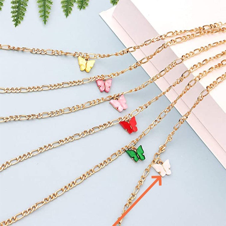 Simple Color Acrylic Butterfly Anklet - White - electronic accessories